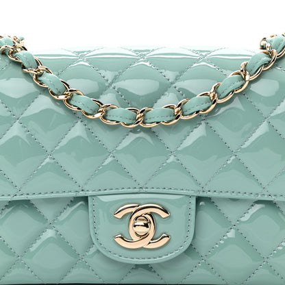 Chanel Patent Calfskin Quilted Mini Rectangular Flap Light Blue 8 of 11
