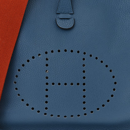 Hermes Taurillon Clemence Evelyne III PM Bleu Agate Cuivre 8 of 10