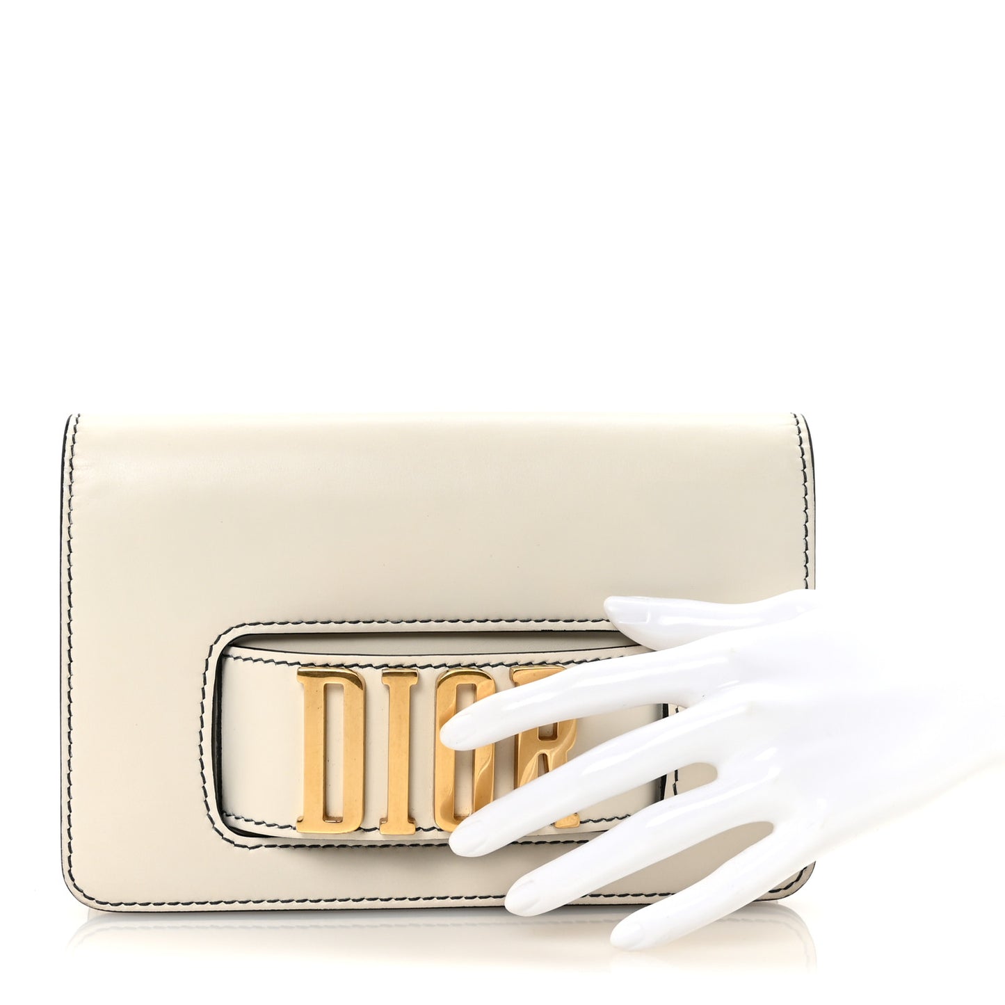 Smooth Calfskin Dio(r)evolution Flap Clutch White
