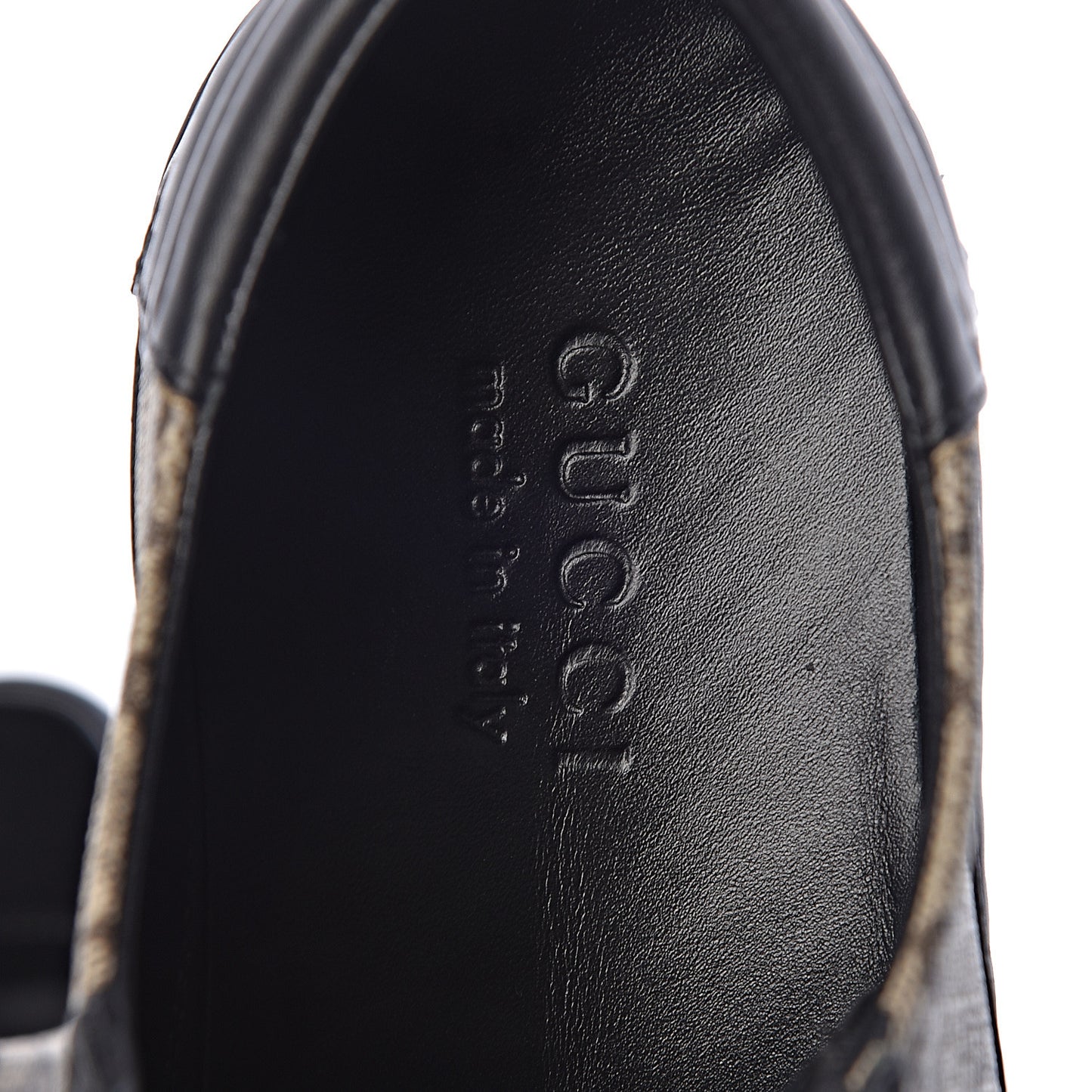 GG Supreme Monogram Mens Low Top Sneakers 8 Black Beige Ebony