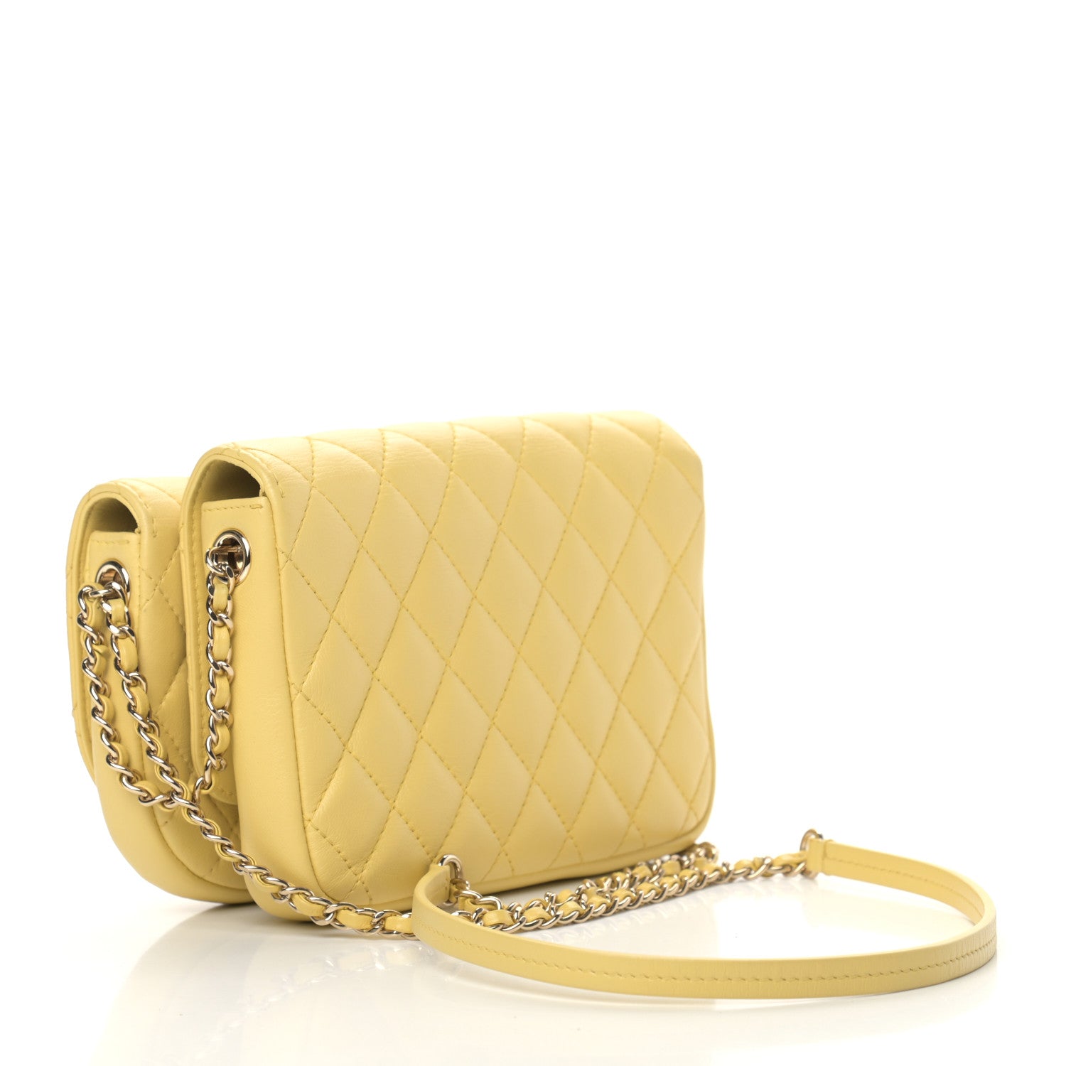 Chanel Lambskin Quilted Side Packs Yellow 4 of 12