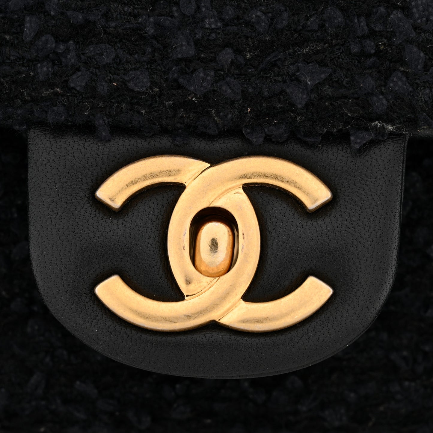 Tweed Quilted Mini Side Pearl Flap Bag Black