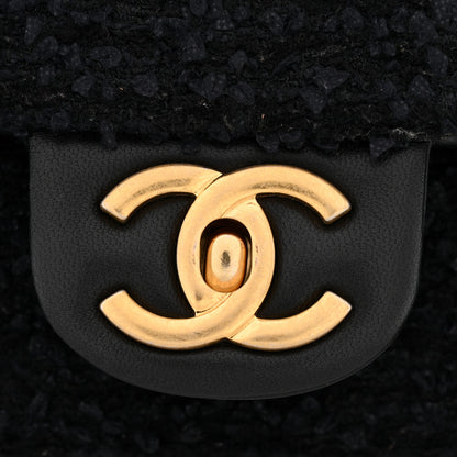 Chanel Tweed Quilted Mini Side Pearl Flap Bag Black 33 of 37