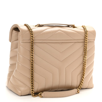 Saint Laurent Calfskin Y Quilted Monogram Medium Loulou Chain Satchel Dark Beige 2 of 10