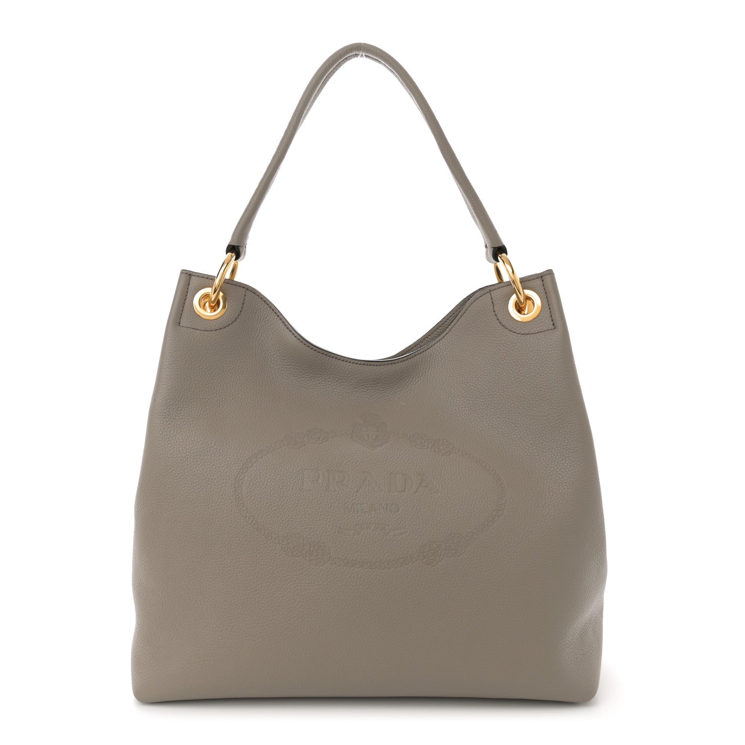 Prada Vitello Daino Logo Hobo Argilla 1 of 10