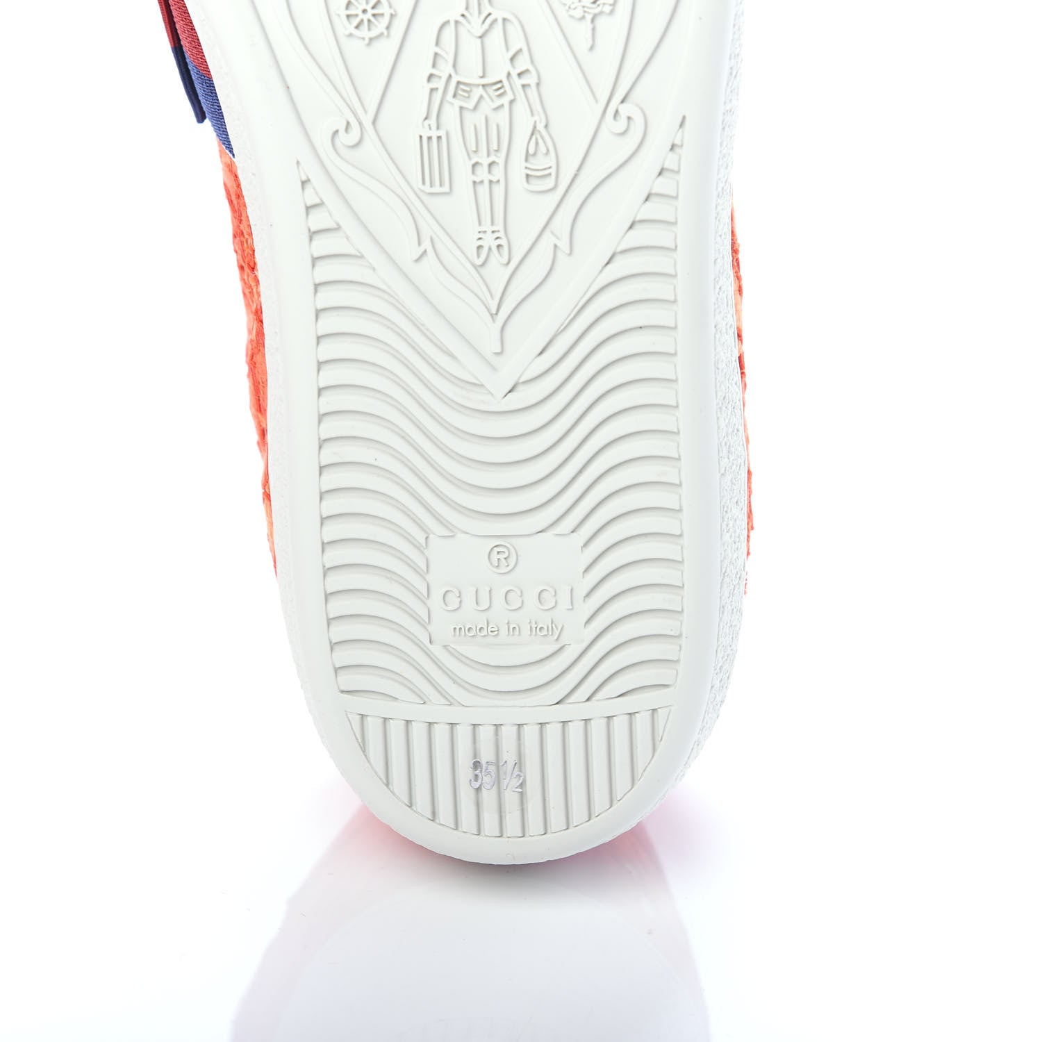 Gucci Lace Crystal Sylvie Web Flower Leaf Womens Ace Sneakers 35.5 Hot Orange Tan Beige 6 of 9