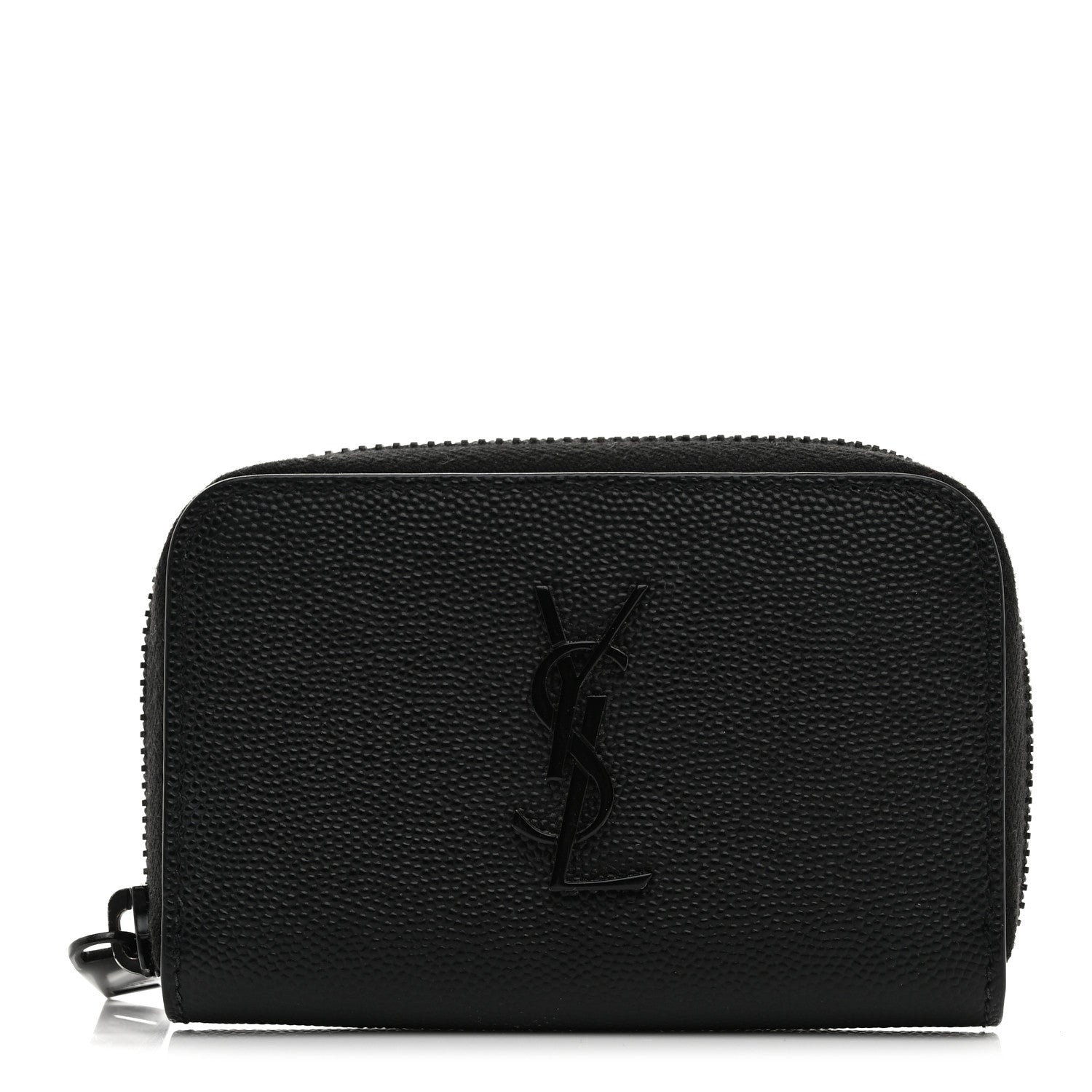 Saint Laurent Grain De Poudre Monogram Zip Coin Purse Black 1 of 7