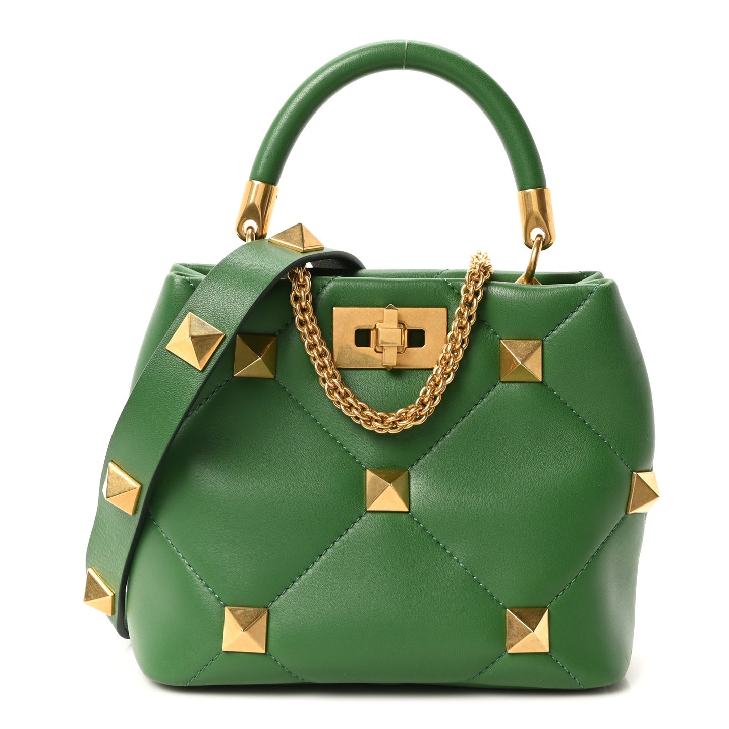 Nappa Small Roman Stud The Handle Bag Gea Green