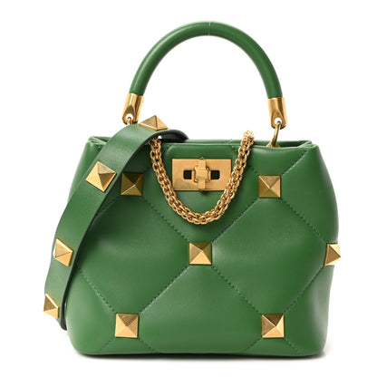 Valentino Garavani Nappa Small Roman Stud The Handle Bag Gea Green 1 of 9