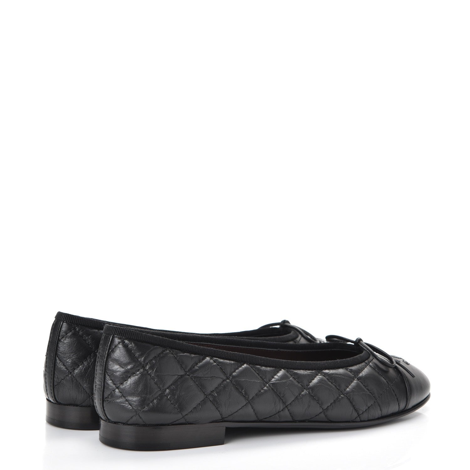 Chanel Aged Calfskin Quilted Cap Toe Ballerina Flats 39 Black 4 of 11