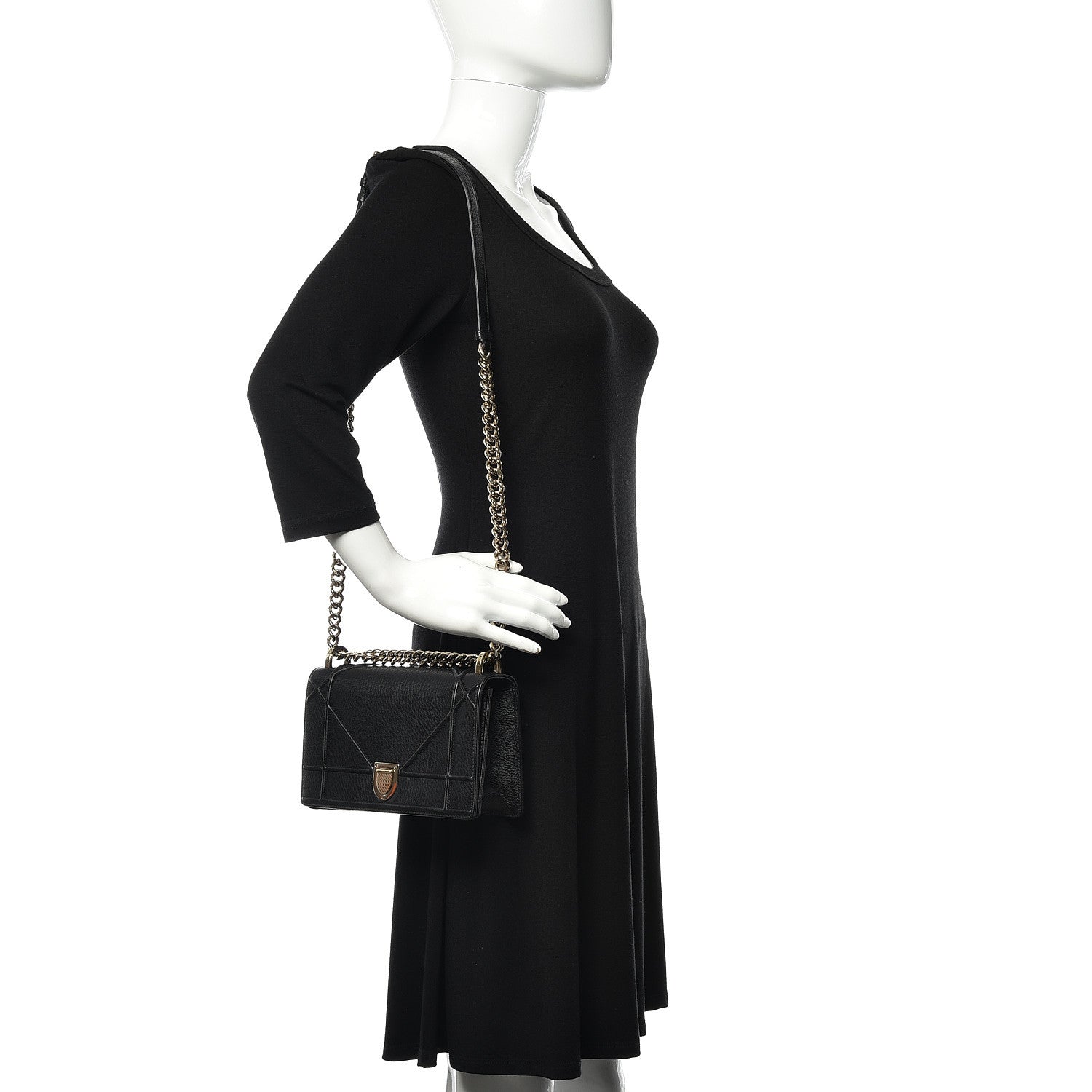 Christian Dior Grained Calfskin Small Diorama Flap Bag Black 2 of 11