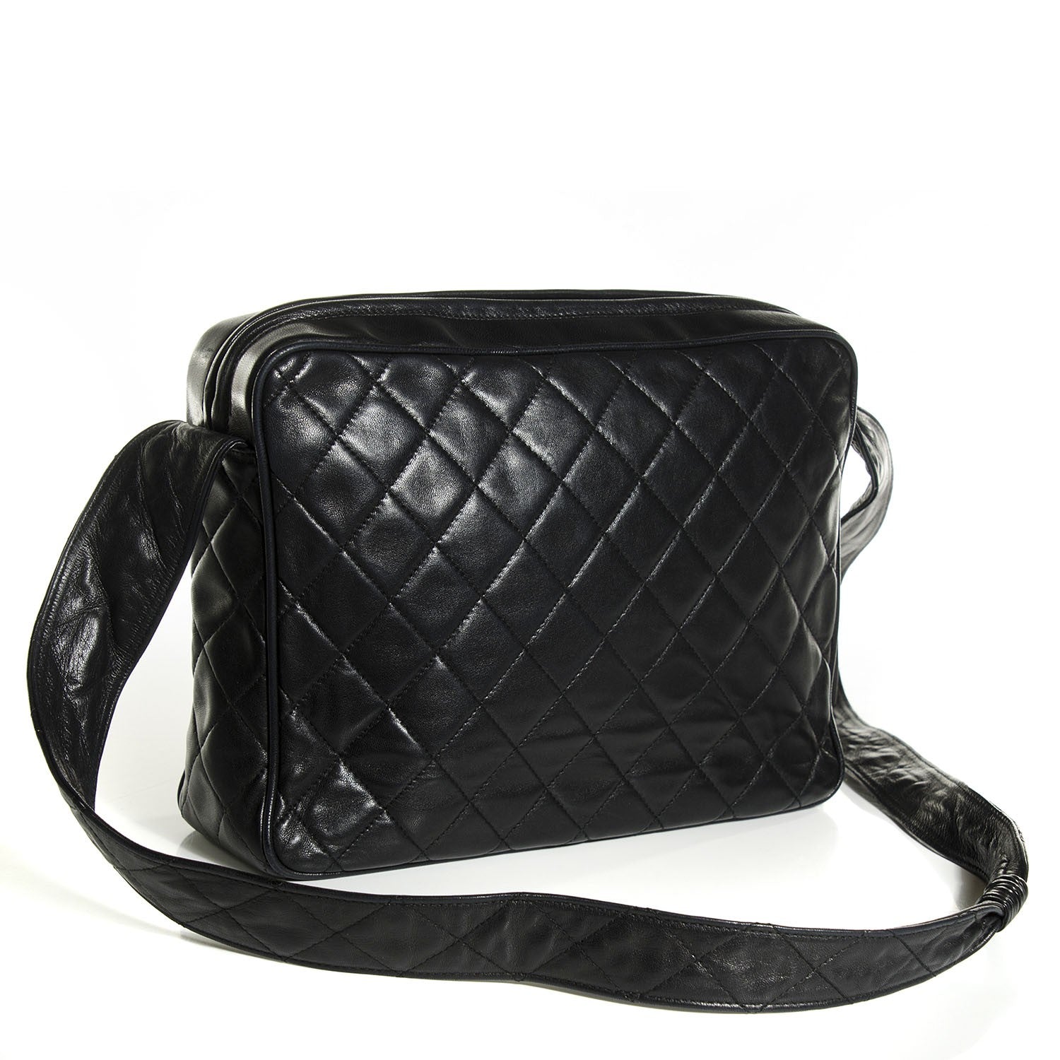 Chanel Lambskin Quilted CC Tassel Camera Case Black 3 of 8