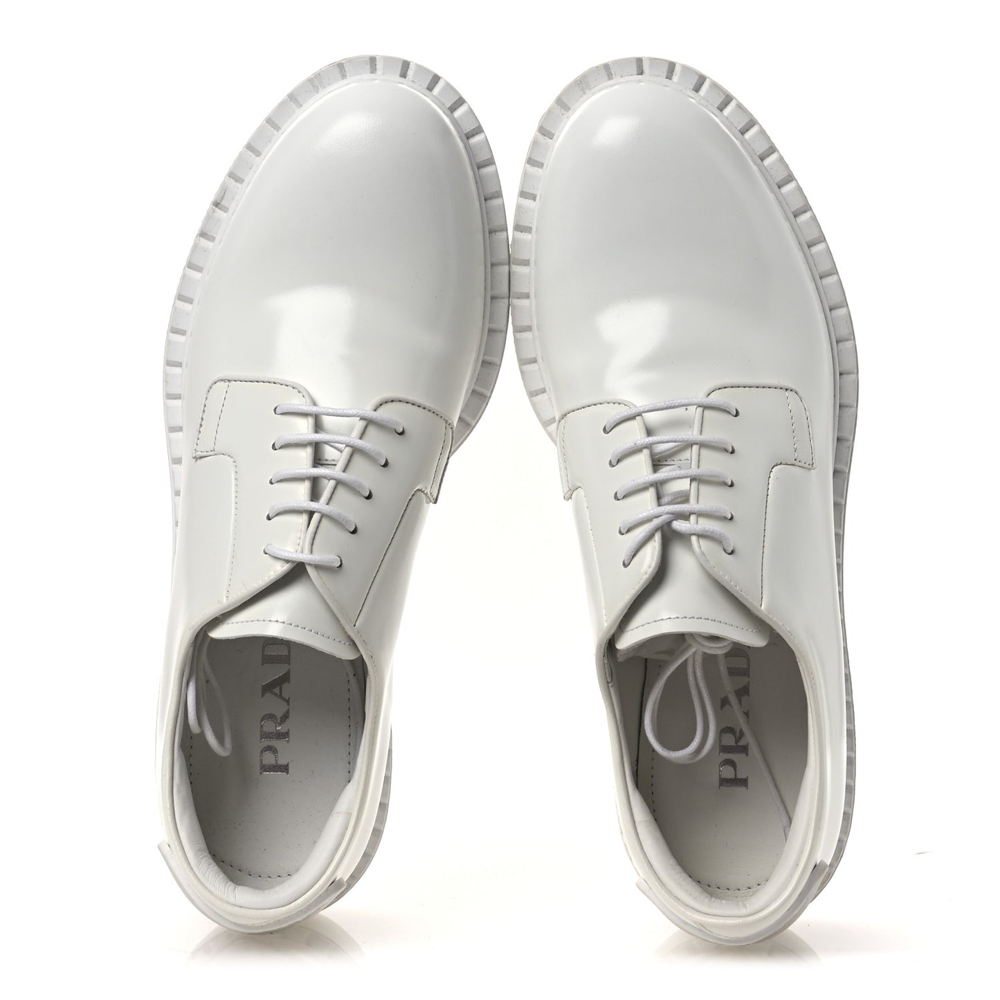Spazzolato Calzature Donna Triangle Logo 50mm Derby Loafers 36.5 White
