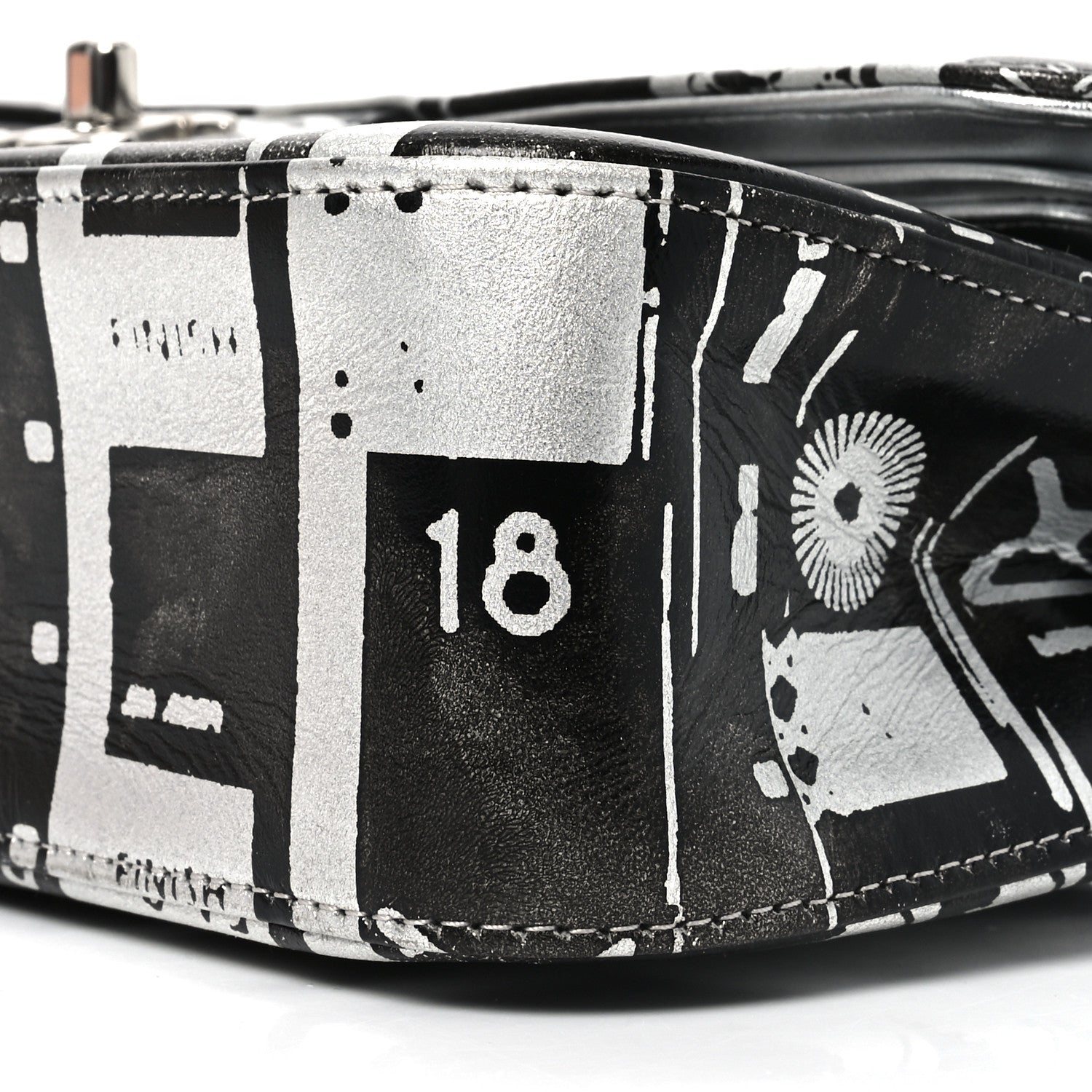 Chanel Lambskin Graffiti Printed Medium Double Flap Black Silver 10 of 10