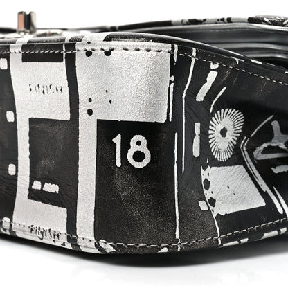 Chanel Lambskin Graffiti Printed Medium Double Flap Black Silver 10 of 10
