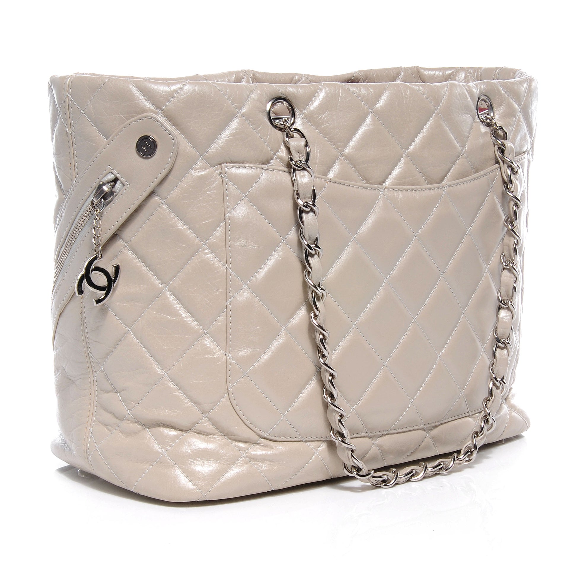 Chanel Leather Quilted Cotton Club Large Tote Pearl 3 of 7