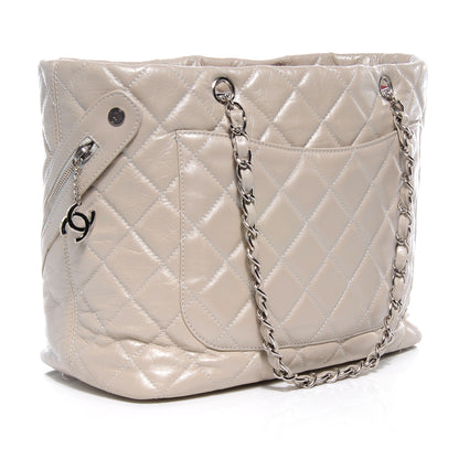 Chanel Leather Quilted Cotton Club Large Tote Pearl 3 of 7