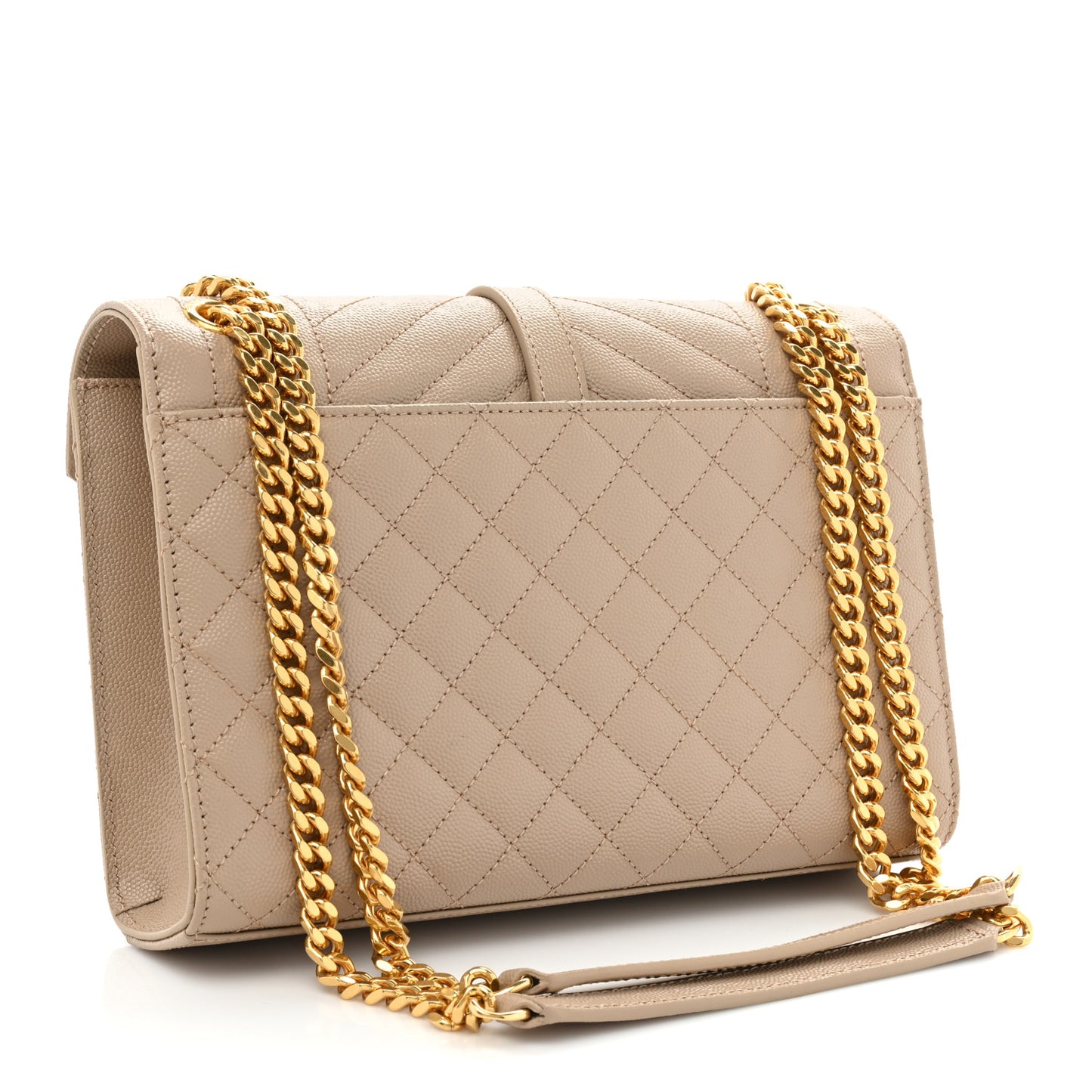 Grain De Poudre Textured Mixed Matelasse Medium Triquilt Monogram Satchel Dark Beige