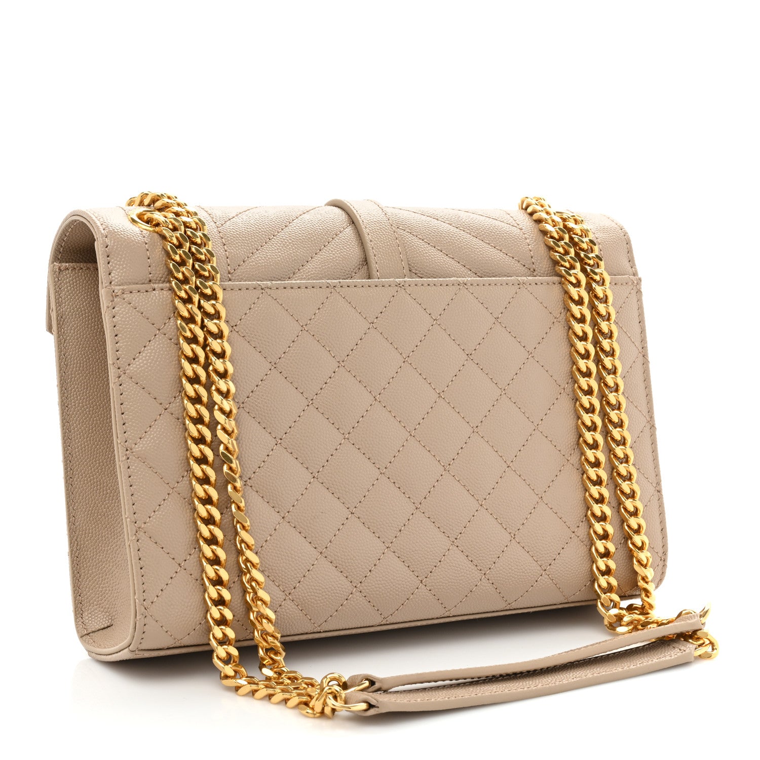 Saint Laurent Grain De Poudre Textured Mixed Matelasse Medium Triquilt Monogram Satchel Dark Beige 3 of 13