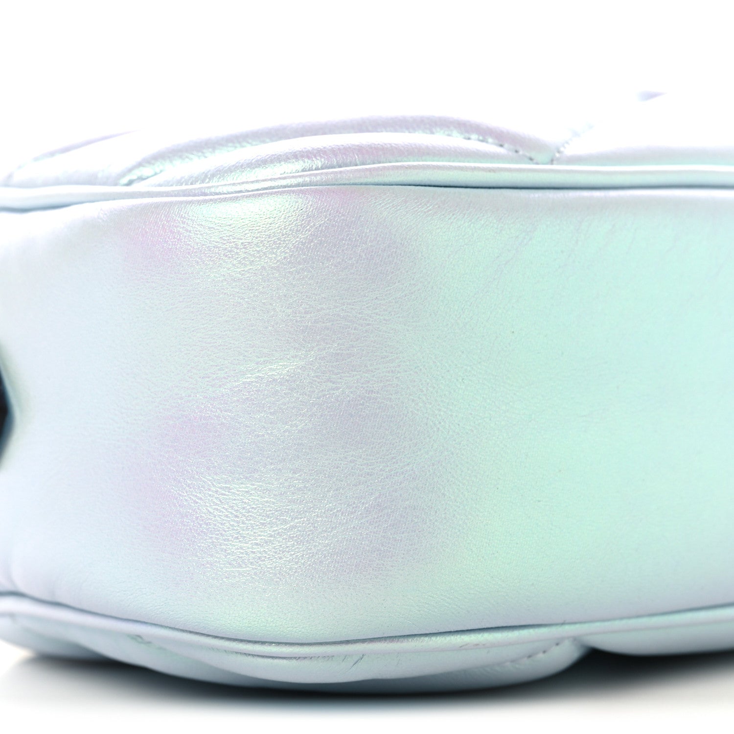 Gucci Iridescent Nappa Chevron Matelasse Small GG Marmont Chain Shoulder Bag Iridescent Snow Light Blue 9 of 10