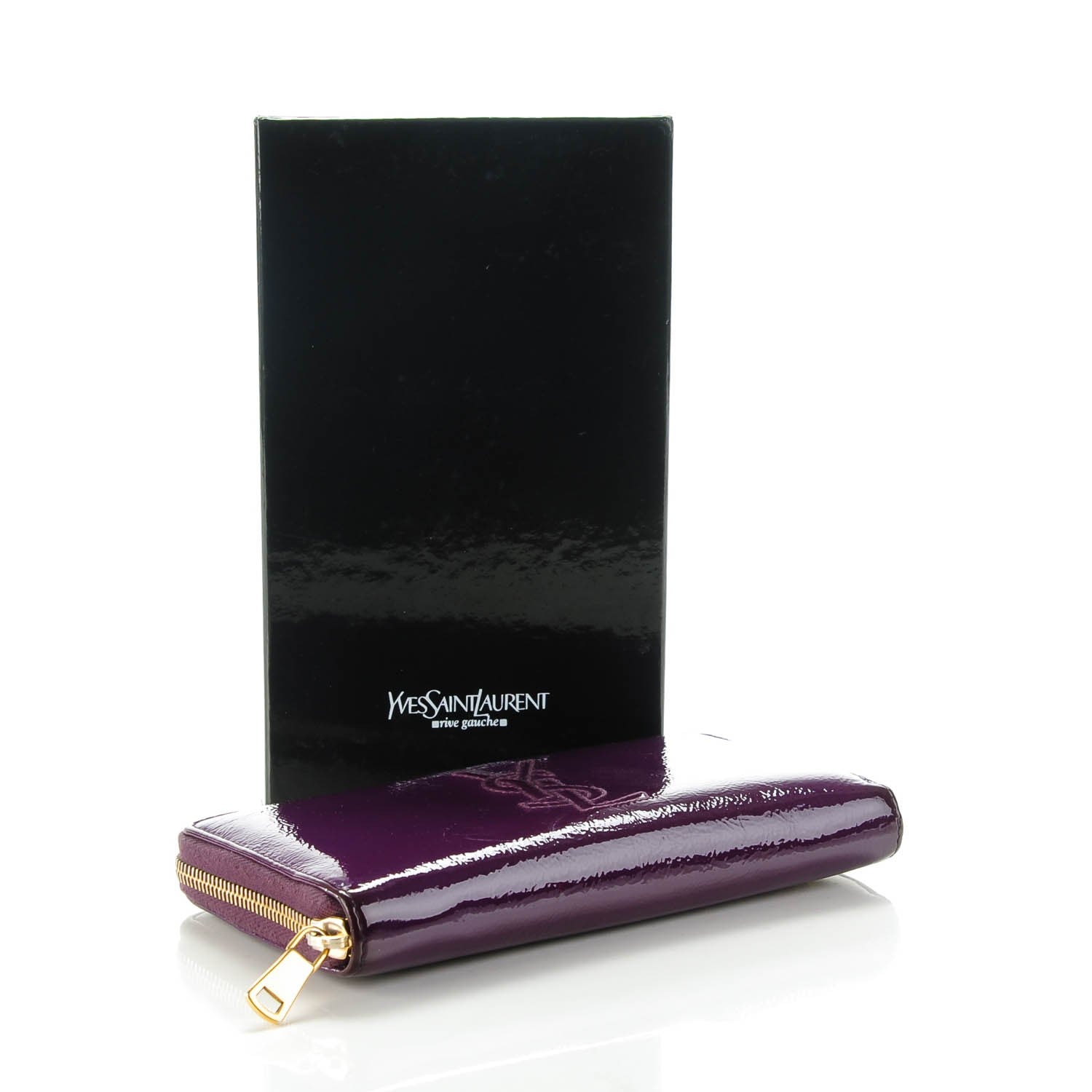 Saint Laurent Textured Patent Calfskin Belle De Jour Zip Around Wallet Purple 4 of 8