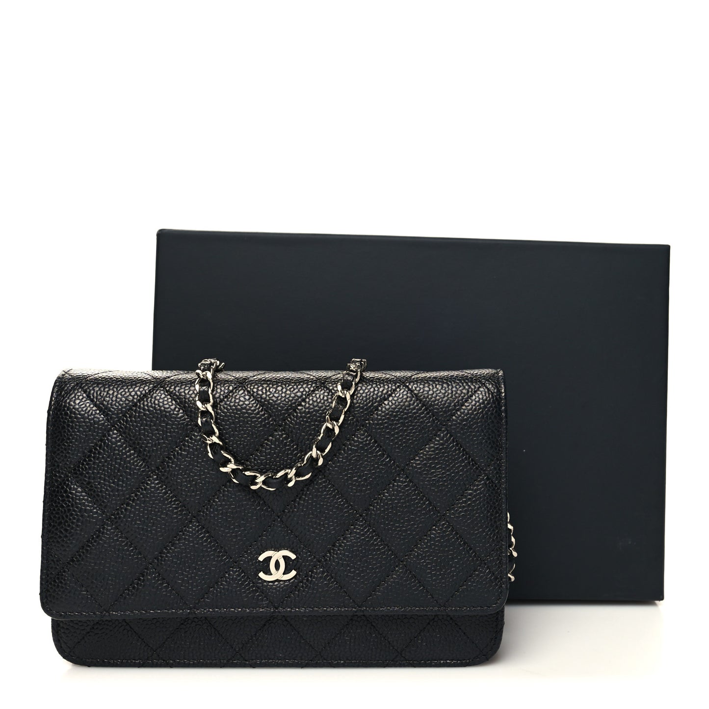Caviar Quilted Wallet on Chain WOC Black