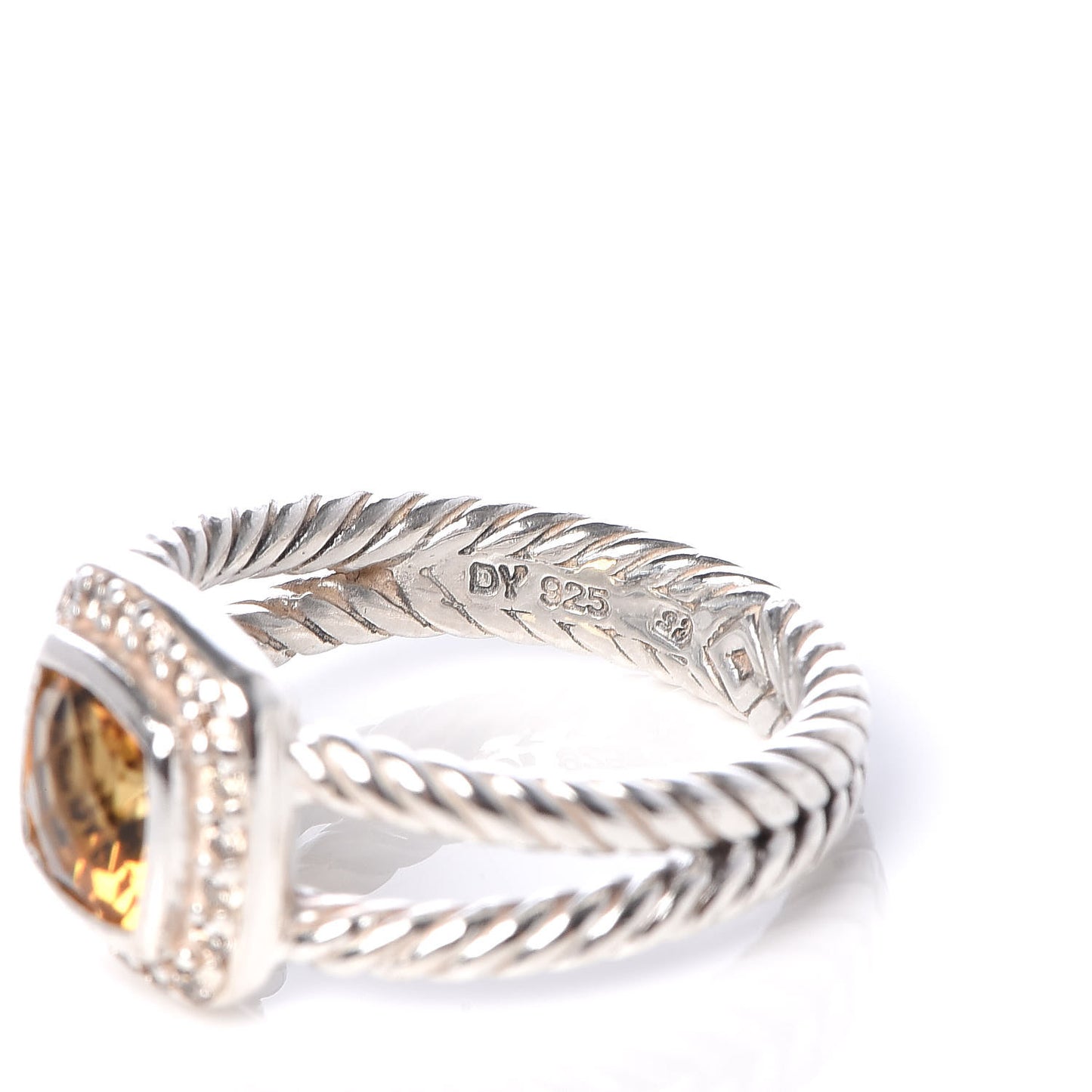 Sterling Silver Diamond Citrine 7mm Petite Albion Ring 54 6.75