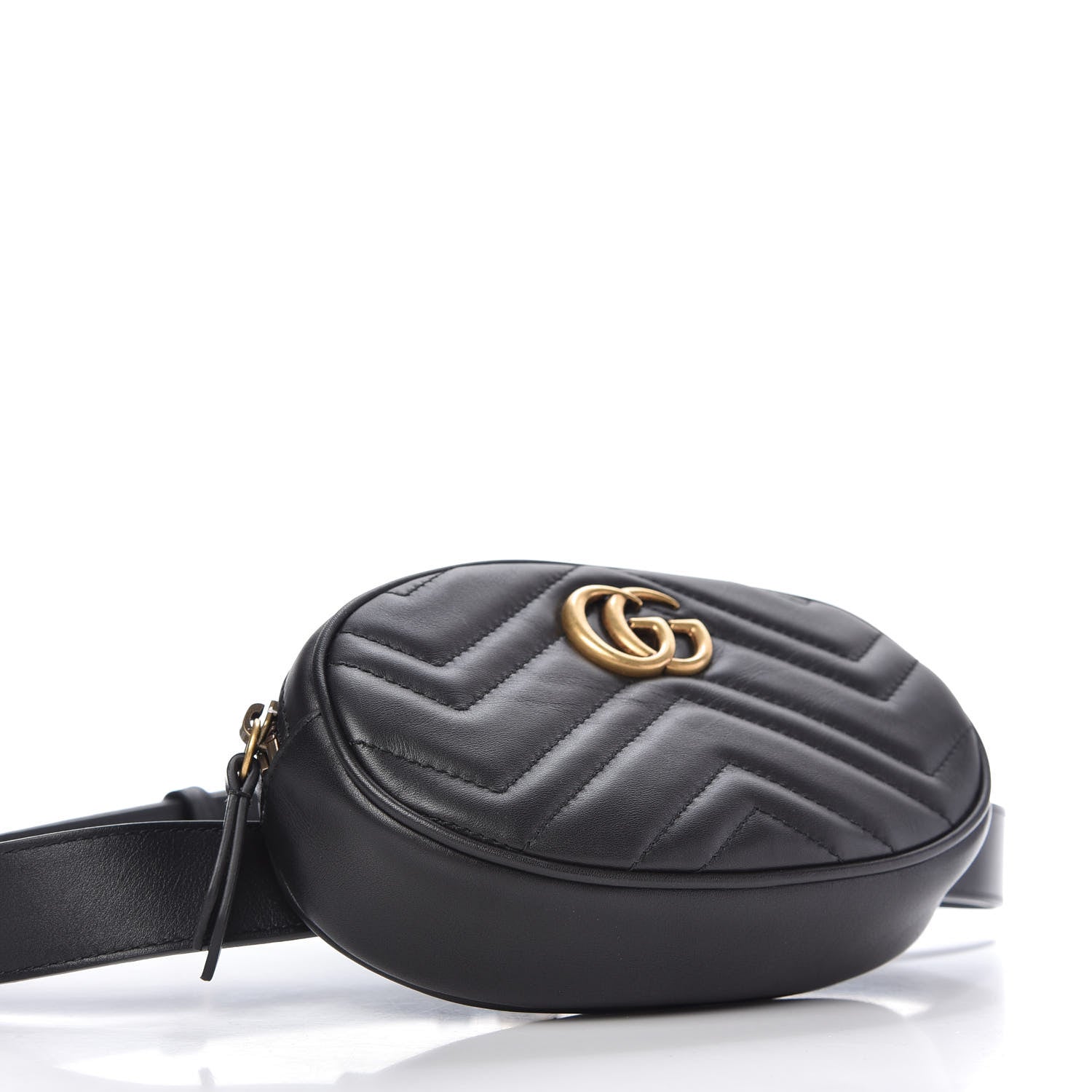 Gucci Calfskin Matelasse GG Marmont Belt Bag 85 34 Black 4 of 11