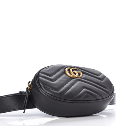 Gucci Calfskin Matelasse GG Marmont Belt Bag 85 34 Black 4 of 11