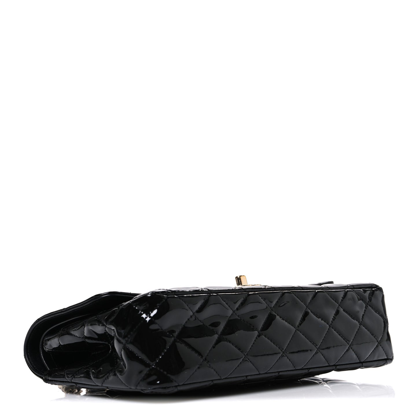 Patent Quilted Medium Double Flap Black