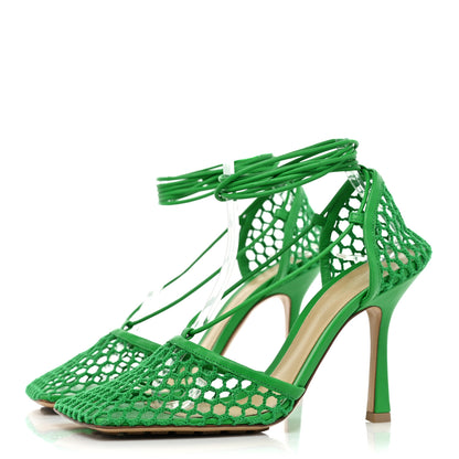 Bottega Veneta Mesh Nappa Stretch Ankle Tie 90mm Sandals 38 Grass 3 of 11