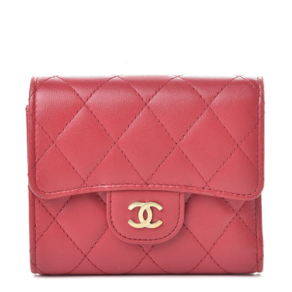 Chanel Lambskin Quilted Small Compact Wallet Red 1 of 11