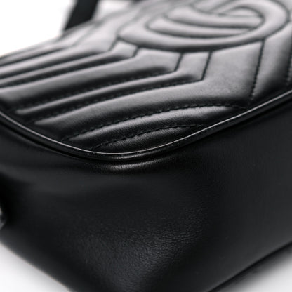 Gucci Calfskin Matelasse Small GG Marmont Chain Shoulder Bag Black 11 of 14