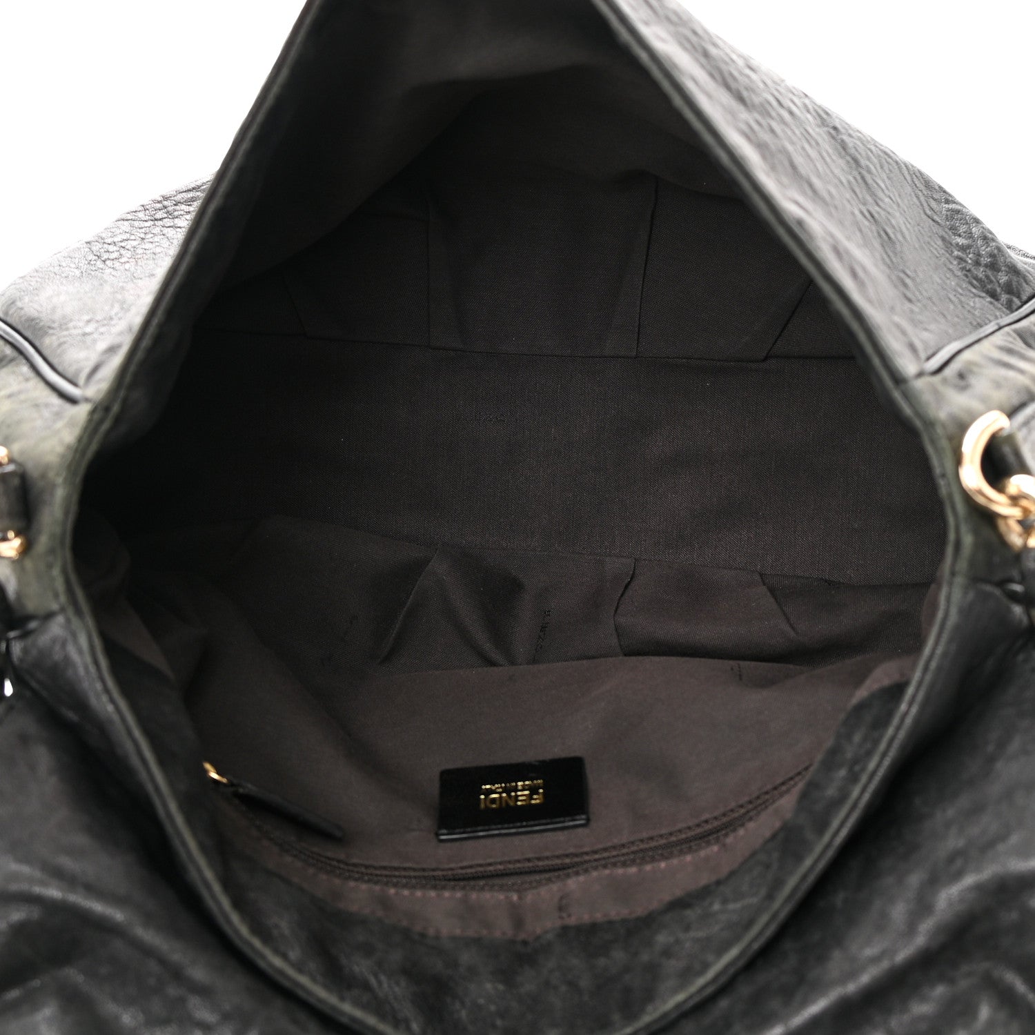 Fendi Crinkled Lambskin Mia Shoulder Flap Black 5 of 17