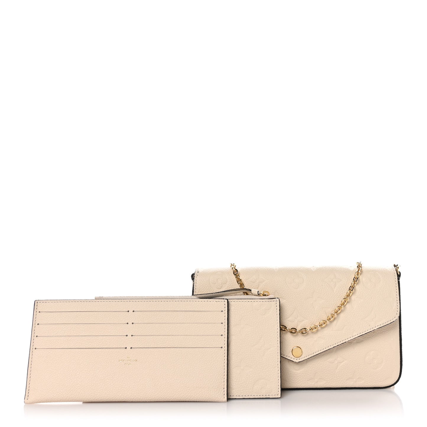 LOUIS VUITTON Empreinte Pochette Felicie Chain Wallet Cream