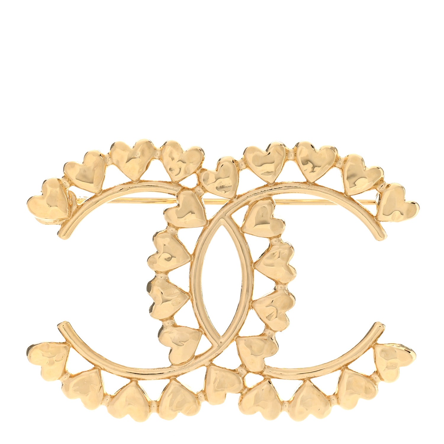Chanel Metal CC Heart Brooch Gold 1 of 5