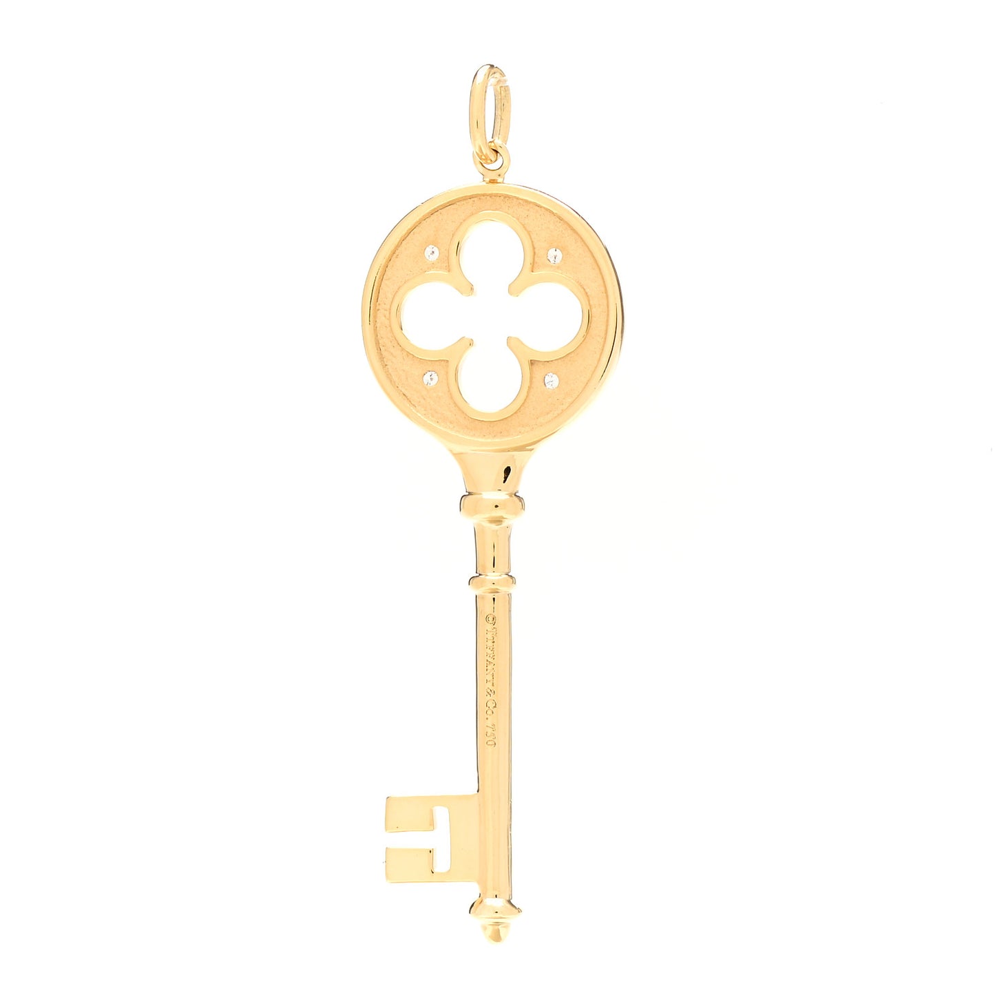 18K Yellow Gold Diamond Quatrefoil Key Pendant