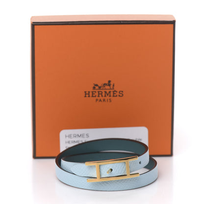 Hermes Epsom Swift Behapi Double Tour Bracelet S Bleu Atoll Malachite 7 of 7