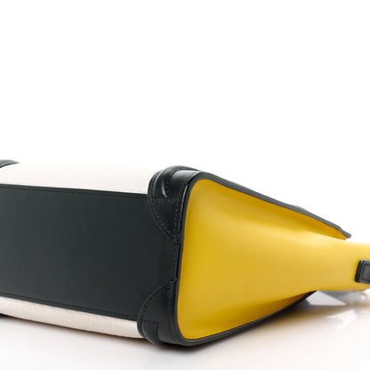 Celine Elephant Calfskin Nano Tri-Color Luggage Yellow Black 9 of 15