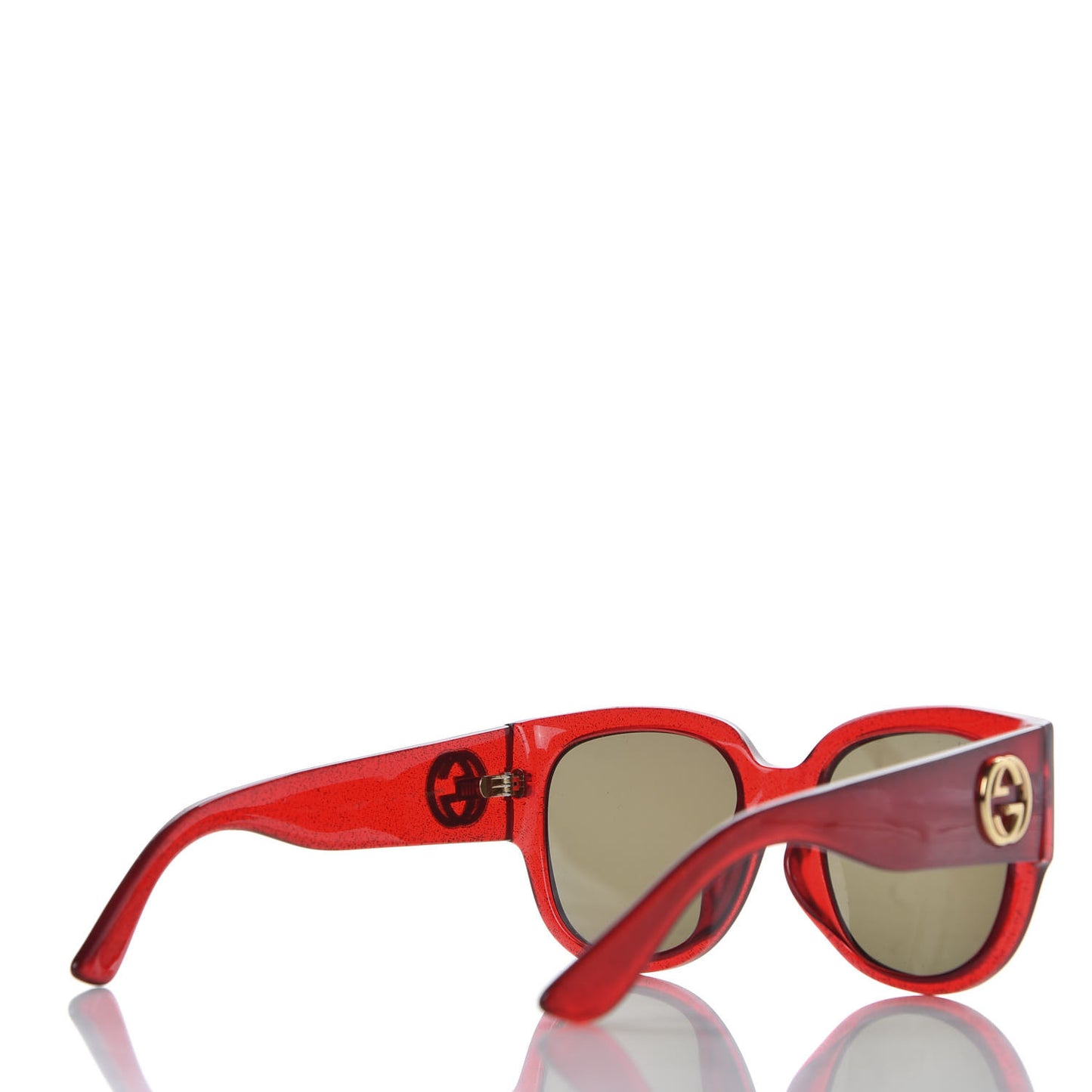 Acetate Glitter Round Frame Sunglasses GG0142SA Red
