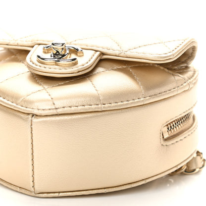 Chanel Metallic Lambskin Quilted CC In Love Heart Waist Belt Bag With Chain Gold 10 of 11