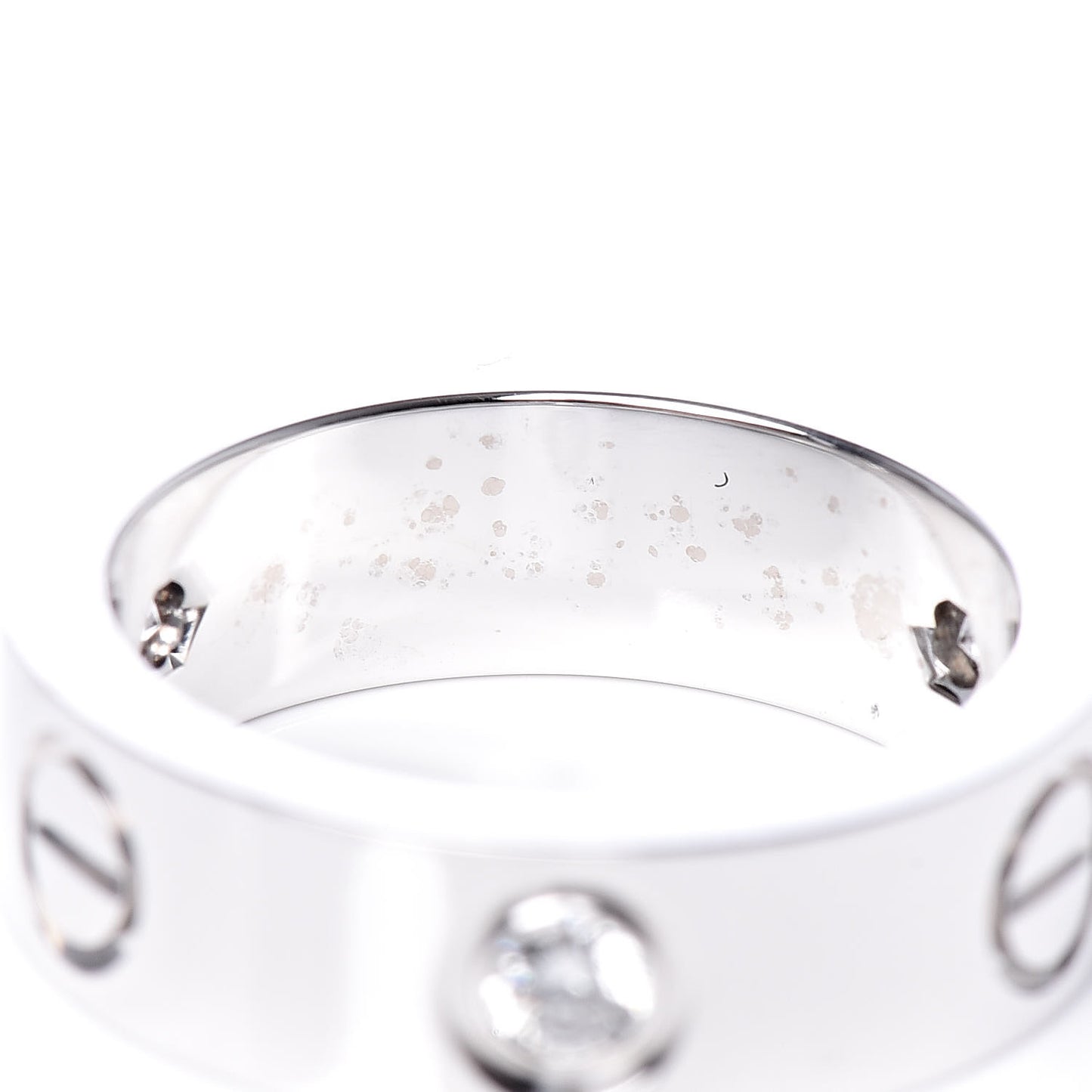 18K White Gold 3 Diamond 5.5mm LOVE Ring 48 4.5