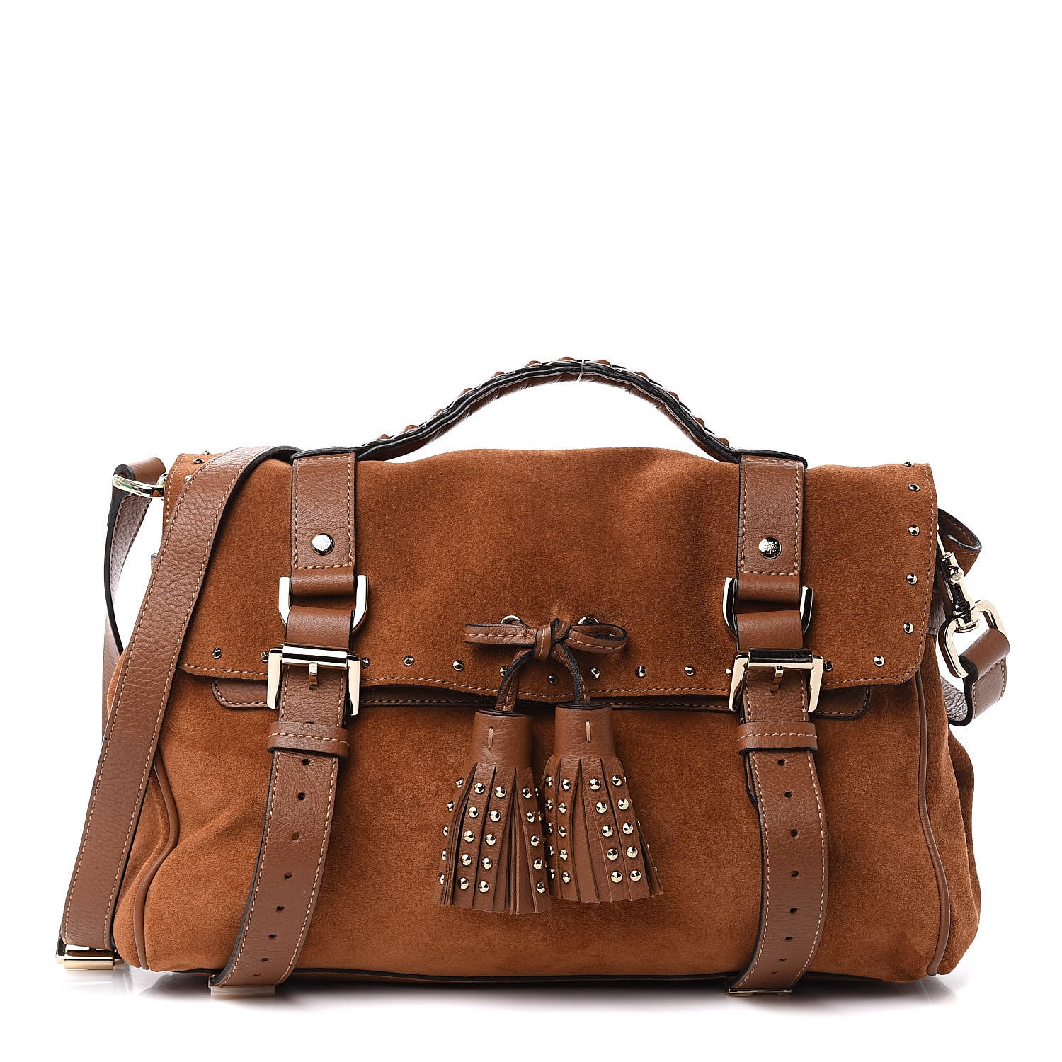 Mulberry Heavy Suede Alexa Tassel Satchel Oak 1 of 9