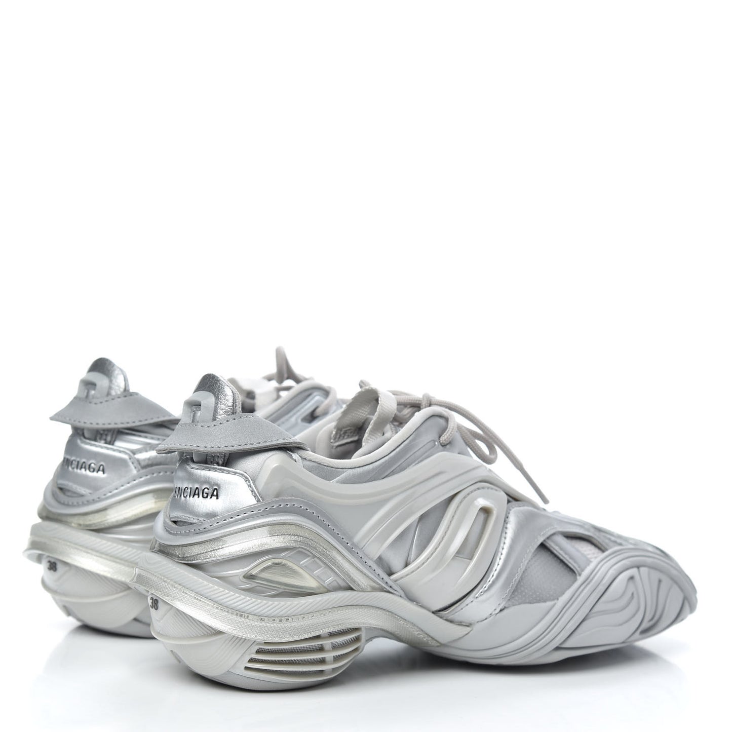 Metallic Rubber Mesh Womens Tyrex Sneakers 38 Monocolor Silver