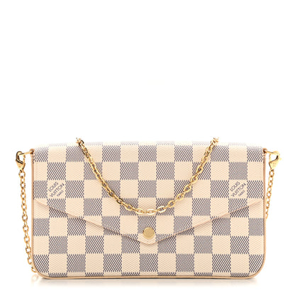 Louis Vuitton Damier Azur Pochette Felicie Chain Wallet Rose Ballerine 3 of 11