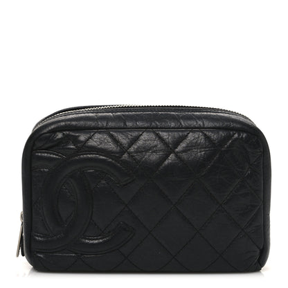 Chanel Aged Calfskin Quilted Cambon Cosmetic Case Black 1 of 10