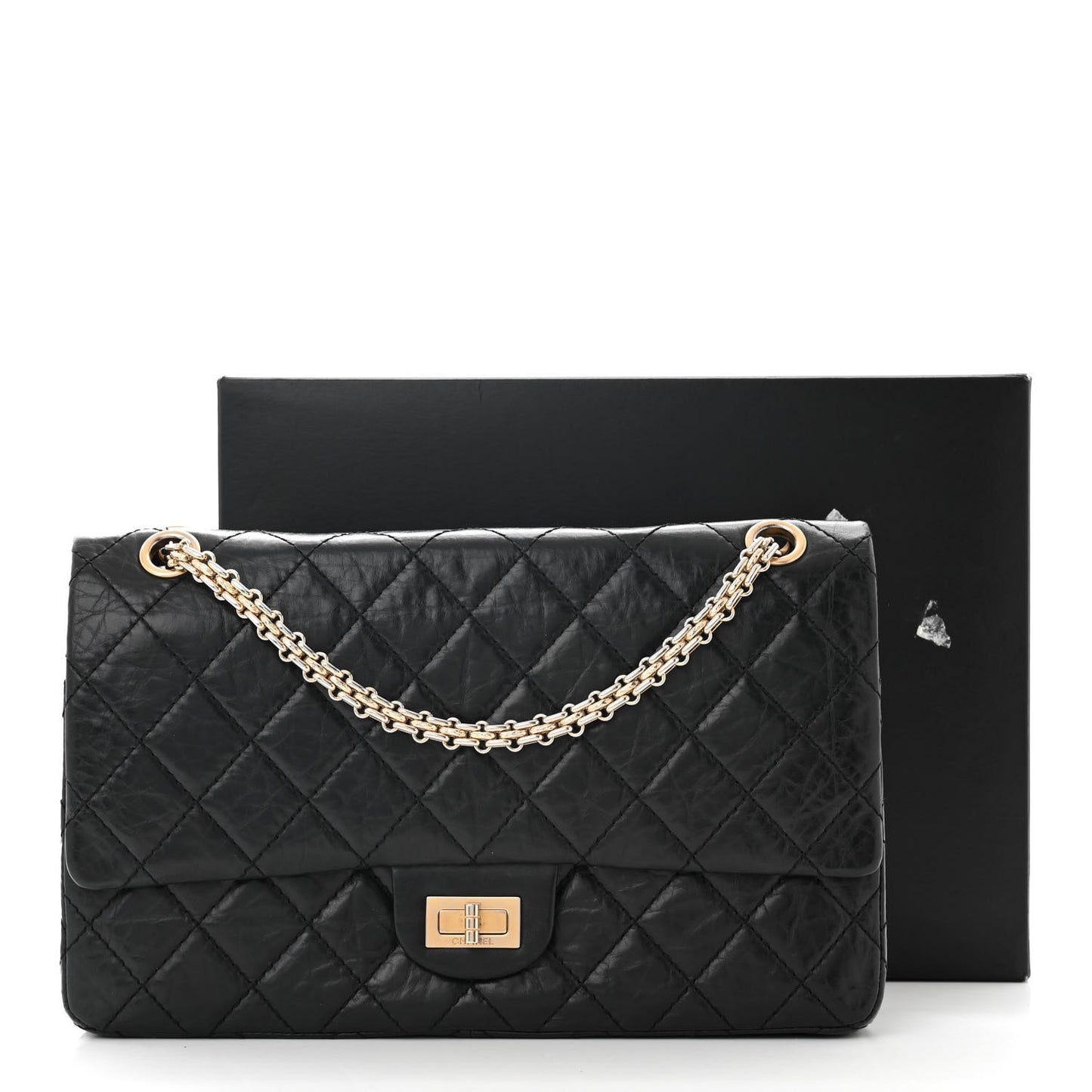 Aged Calfskin Quilted 50th Anniversary 2.55 Reissue 226 Flap Black