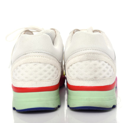 Chanel Suede Calfskin CC Sneakers 37 White Pink Green 7 of 12