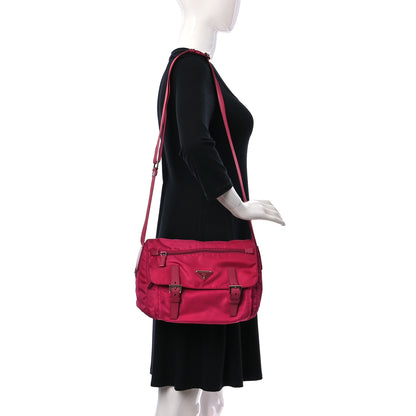 Prada Tessuto Nylon Saffiano Messenger Bag Fuxia 2 of 15