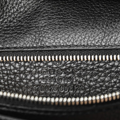 Gucci Pebbled Calfskin Medium Bamboo Daily Flap Shoulder Bag Black 6 of 7
